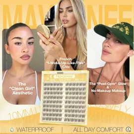 Mavphnee 10MM 속눈썹 클러스터 내추럴 클리어 밴드 연장 위스피 짧은 개별 DIY 팩 CC 커브 108Pcs [Wet Wispy] 10MM Eyelash Cluster Natural Clear Band Extension Wispy Short Individual DIY Pack CC Curve 108Pcs [Wet Wispy]
