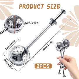Pack of 2 Stainless Steel Tea Strainer for Loose Tea, Tea Strainer, Tea Infuser - Long Hanging Design, Easy to Use, Easy to Clean - Gift for Tea Lovers (Silver)