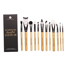 Set de brochas SFX de Narrative Cosmetics, Coleccin Esencial 2, 12 brochas de maquillaje con cerdas sintticas y mangos de bamb natural.               