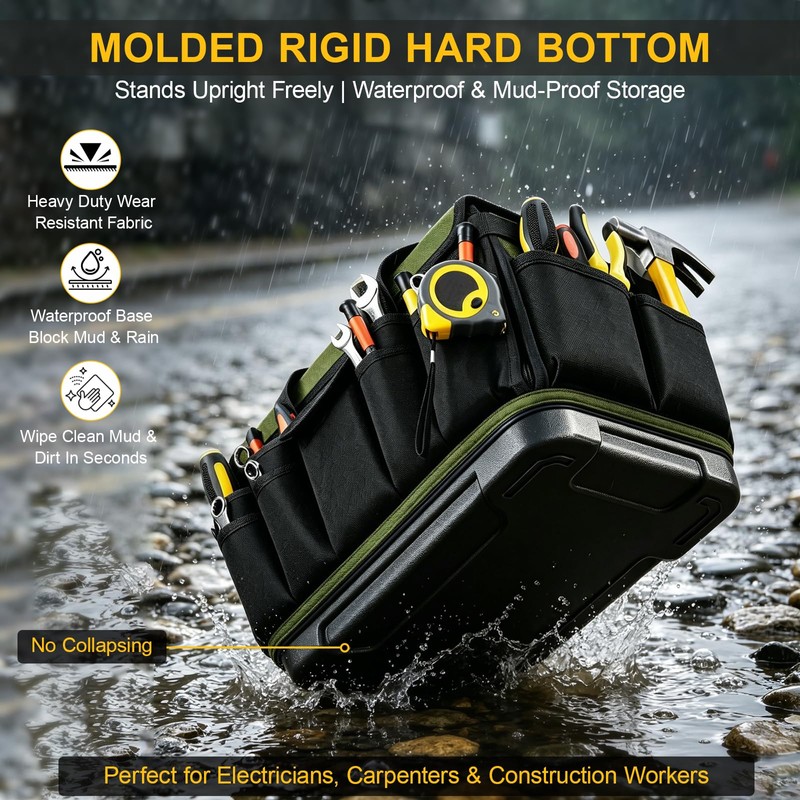 18-Inch Heavy Duty Tool Bag, 45-Pocket Large Capacity Tool Organizer