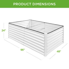 Best Choice Products 8x4x2ft Outdoor Metal Raised Garden Bed, Deep Root Planter Box for Vegetables, Flowers, Herbs, and Succulents w/ 478 Gallon Capacity - White