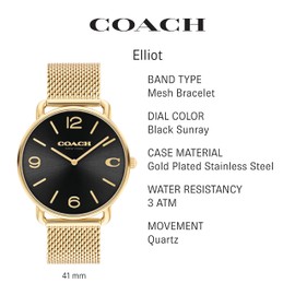 Coach Elliot Men's Watch | Contemporary Minimalism with Distinctive Artistry | A True Classic Designed for Every Occasion | Water Resistant (Model 14602654)