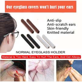 Soft Knitting Cotton Fabric Glasses Ear Cushion, Upgrade Anti-Slip Elastic Comfort Eyeglass Ear Cushions Grips, Eyeglasses Temple Tips Sleeve Retainer for Glasses Sunglasses Eyewear Accessories