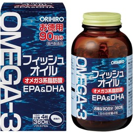 Orihiro Fish Oil, Economy Size, 360 Tablets, Omega-3 Polyunsaturated Fatty Acids EPA DHA DPA