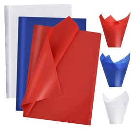 BEISHIDA 100 Sheets White Blue Red Tissue Paper Bulk, Wrapping Tissue Paper for Gift Bags, 14 x 20 Inch Gift Wrap for Independence Day Birthday Wedding Graduation DIY Crafts Holiday Flowers