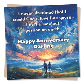 Stunning Anniversary Card For Partner - I'm The Luckiest Person On Earth - Beautiful Landscape Scene - Anniversary Card For Husband, Wife, Girlfriend, Boyfriend