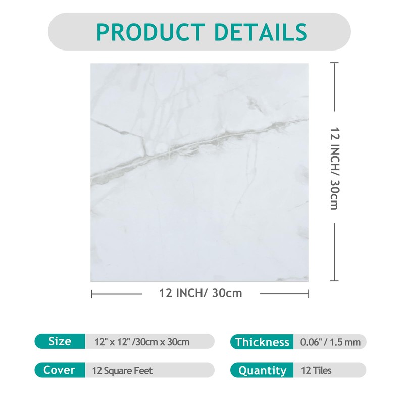 VEELIKE Marble Peel and Stick Vinyl Flooring for Kitchen Bathroom