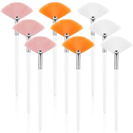 Maitys 9 Pieces Facial Brushes Fan Mask Brushes, Soft Facial Applicator Brushes Tools for Peel Glycolic Mask Makeup for Mud Cream (Pink,yellow,white)