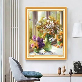 Qeerysew Cross Stitch Kits Stamped Full Range of Embroidery Starter Kits for Beginners DIY 11CT 3 Strands-Printed Kits Van Gogh's Painting(Printed) 19.7×24.8inches