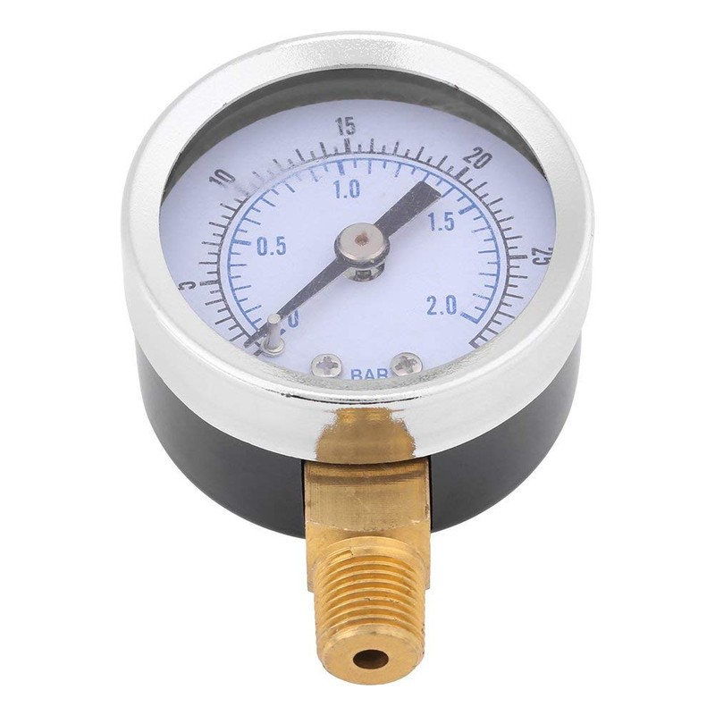 Low Pressure Gauge, 0-30psi 0-2bar Mini Dial Hydraulic Pressure Gauge,
