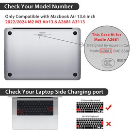 HOHAIYOO for 2025 2024 2023 2022 MacBook Air 13 inch Case M4 A3240 M3 A3113 M2 A2681 with Touch ID& 13.6" Liquid Retina Display, Plastic Hard Shell&Keyboard Cover&Screen Film&Webcam Cover, Bunny-P