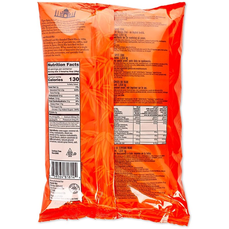 David Rio Food Service Bag Tiger Spice Chai, 1 Pack