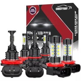 CHUSYYRAY For Lexus RX350 2010-2015 LED White High Low Headlight+Fog Light Combo Kit 6Pcs