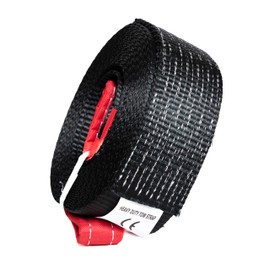 2 Pack - 3in 30ft HiGear Black Tow Strap 6.5 Ton Polyester Rope with 2 Red Loops 14,000lb Towing Recovery