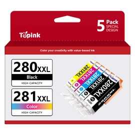 PGI-280XXL CLI-281XXL 5-Color Value Pack Compatible Ink Cartridge Replacement for Canon PGI-280 CLI-281 XXL with PIXMA TR7520 TR8520 TS6120 TS6220 TS8120 TS8220 TS9120 TS9520 TS6320 TS9521C
