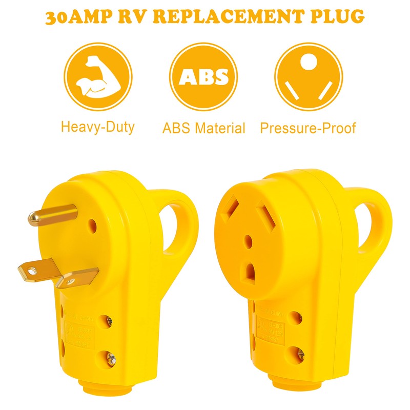 Wadoy 30 Amp RV Plug Set - RV Male and