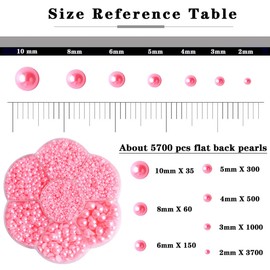 Aodse 6000 Pcs Nail Pearls for Nails Art, Pink Half Pearl for Crafts, Charms DIY Crafting Charms Decorations Accessories