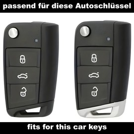 FOAMO Car Key Case Compatible with VW Golf 7, Seat, Skoda Car Key TPU Key Case Protective Cover for Car Key Carbon Black