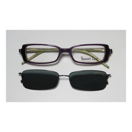 SmartClip 919 Mens/Womens Designer Full-Rim Shape Sunglass Lens Clip-Ons Flexible Hinges Eyeglasses/Eyeglass Frame (50-16-135, Violet/Blue/Yellow)