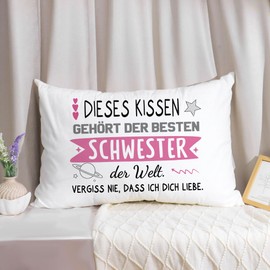 Gifts for Sister Appreciation Cushion Covers "This Cushion Belongs to the Best Sister in the World" Idea Sister Big Sister Christmas Birthday Gift Decorative Pillow Case (Sister)