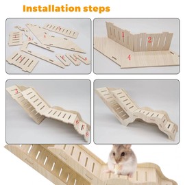 Hamster Hideout Climbing Ladder and Tunnel, Small Animal Tunnel Hideout, Ideal for Bedding Burrowing & Accessory Connecting, Effortless Assembly, Sturdy Durable, A