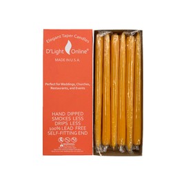 D'light Online Elegant Taper Premium Quality Candles, Hand-Dipped, Dripless and Smokeles - Set of 12 Individually Wrapped (10 Inch, Autumn Yellow)