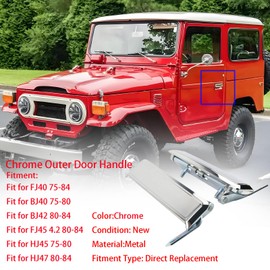 Volinsya 2PCS Exterior Chrome Door Handles Compatible with Toyota Land Cruiser FJ40 BJ40 BJ42 FJ45 HJ45 HJ47 1974-1984,Rustproof Left Right Metal Exterior Door Handles,OE 69210-90300, 69220-90300