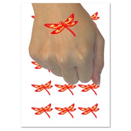 Flying Dragonfly with Spotted Wings Insect Darter Temporary Tattoo Water Resistant Fake Body Art Set Collection - 15 2" Tattoos (1 Sheet)