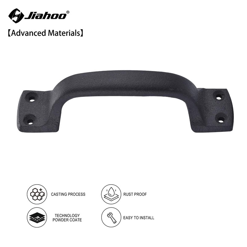 JIAHOO Rustic Barn Door Handles, Black Cast Iron Gate Handle,