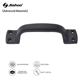 JIAHOO Rustic Barn Door Handles, Black Cast Iron Gate Handle, 7 inch Heavy Duty Solid Iron Sliding Door Handle for Fence Gate Pull, Garden Farmhouse, 1 PC