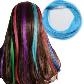 Addnew Tape-in Extensions, 100% Human Hair, 50/60cm Set, Various Colors, Long-lasting Extensions (60cm (5 pieces), Sky Blue)