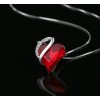 Collar Corazón Cristal Rojo SmileBelle Plata 925 Chapado Platino 45cm