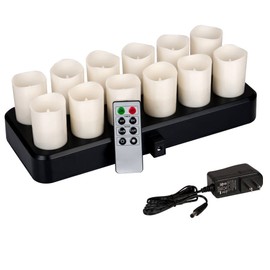 HERO-LED CD-VRC-12RF-WW Wireless Inductive Rechargeable LED Electric Candles, Flameless Flickering Tealight Votive Candles with Remote Timer Controller, Set of 12, Warm White Color