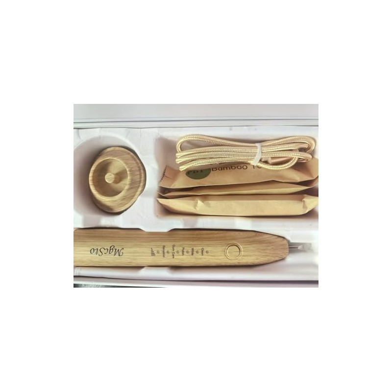MgcSto High-Efficiency Electric Bamboo Toothbrush Set - 4 Replaceable Bamboo