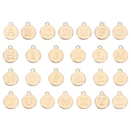 QUARKZMAN Letter A-Z Enamel Letter Pendant Jewelry Charms Enamel Initials Pendant Gold Yellow for Jewellery Making Bracelet Crafts Pack of 26