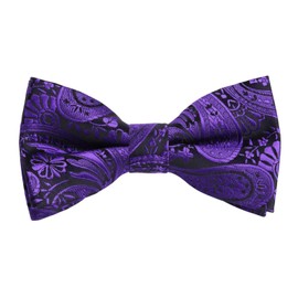Alizeal Boys Classic Paisley Adjustable Pre-tied Bow Tie, Dark Purple