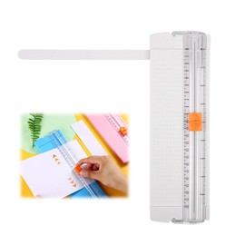 PureSino Paper Cutter, Small Size A4, Slide Cutter, Two-Way Cardboard, Photo, Copy Paper, Stationery, Scale Ruler Included (White)