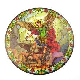 St. Michael suncatcher stained glass window sticker reusable 6 inch sun catcher