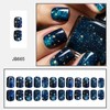 TBRZTR Dark Blue Press on Nails Short Square Nails Stars