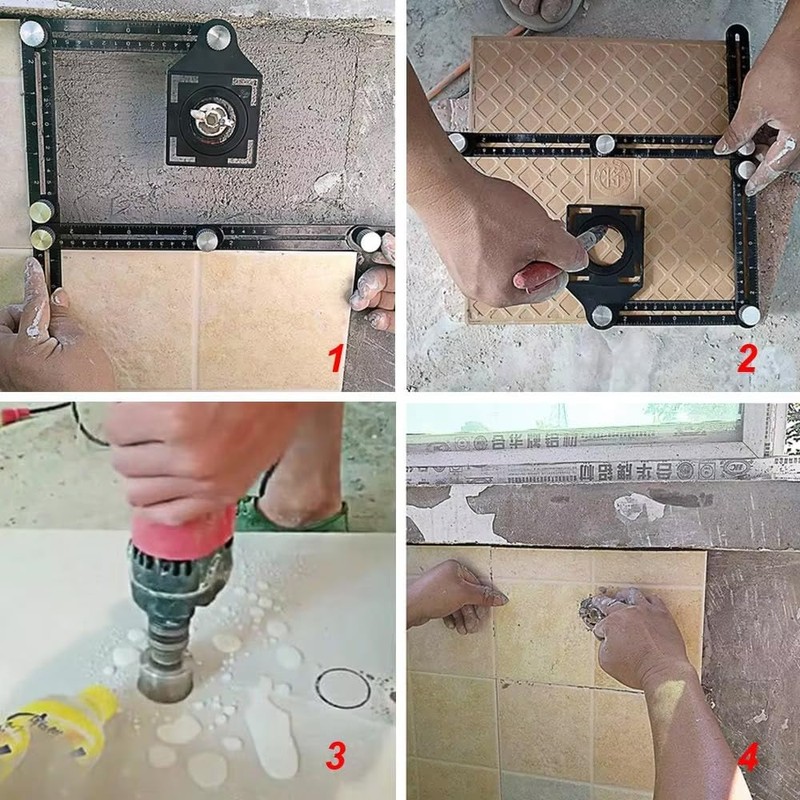 6 Axis Aluminum Alloy Angle Ruler Finder Measuring Drilling Mold