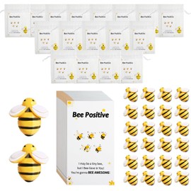 50 Set Bee Appreciation Gifts Bulk Thank You Staff Gift Inspirational Office Pocket Favors Plastic Bee Decor with Inspirational Cards Organza Bags Positive Gifts for Employee Coworker Teacher Student