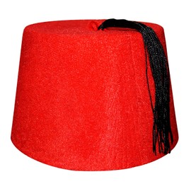 100% Egyptian Adult Red Fez Tarboush Tarboosh Turkish Ottoman Hat Complete Any Costume Hats Features With Black Tassel Large Traditional Egypt Arabic Arabian Accessory Men & Women Fine Cotton
