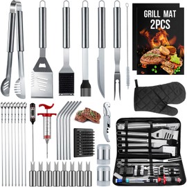 SixSun 36PCS BBQ Grill Tools Set Stainless Steel Grilling Accessories with Spatula, Tongs, Skewers for Barbecue, Camping, Kitchen, Complete Premium Grill Utensils Set in Storage Bag