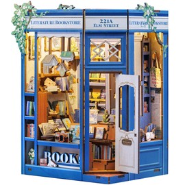 CUTEBEE Book Nook Kit - DIY Miniature House Dollhouse Kit for Adults and Teens, 3D Wooden Puzzle Booknook Build Bookshelf Decor for Family and Friends (Literature Bookstore)