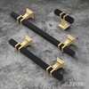 Alzassbg 6 Pack Matt Black and Gold Cabinet Knobs, 2