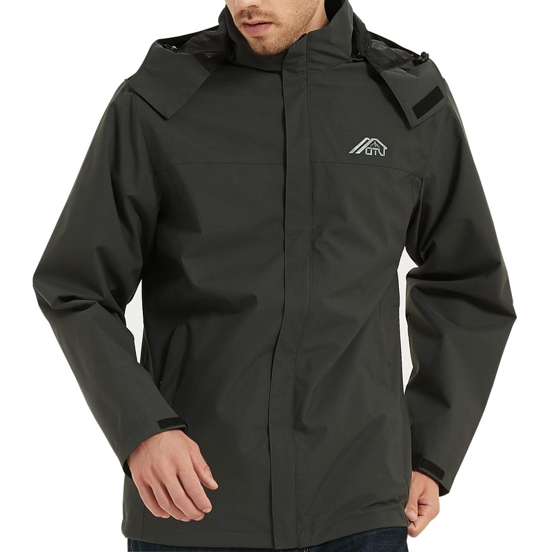 OTU Men's Lightweight Waterproof Hooded Rain Jacket Outdoor Raincoat Shell
