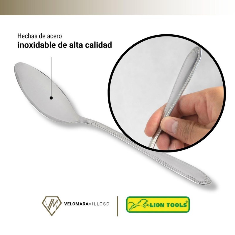 LION TOOLS Set 12 Piezas Cucharas Soperas Acero Inoxidable Restaurante