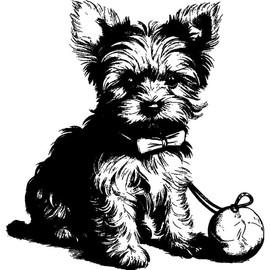A8 'Yorkie Puppy with Toy' Unmounted Rubber Stamp (RS00051236)
