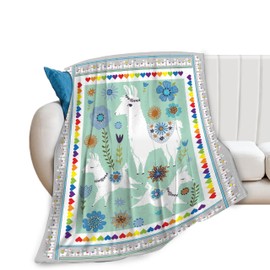Llama Blanket Soft Warm Cute Alpaca Flannel Fleece Throw Blanket Cozy Animal Plush Bedding Stuff Decor Blanket Gifts for Llama Lover Girls Boys Kids Women Adults 40"x50"