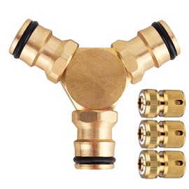 Wzzy Gurden Brass Junction Kit for 13mm (1/2") and 15mm (5/8") Water Hoses: Waterproof Junction Connector for Easy Water Division